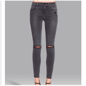 FRAME Le High Skinny Gray Distressed Jeans